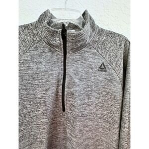 Reebok Powerlift 1/4 Zip Sweater Pullover Charcoal Heather Men's L Outdoor Gym